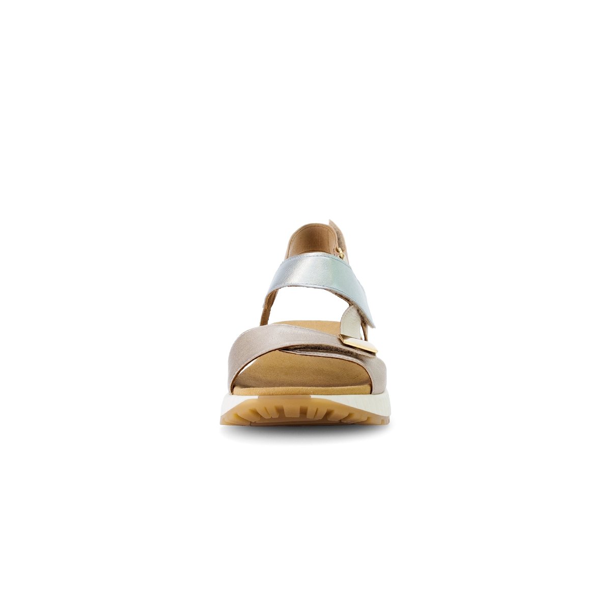 Sandales en cuir à talon compensé doré, GABOR