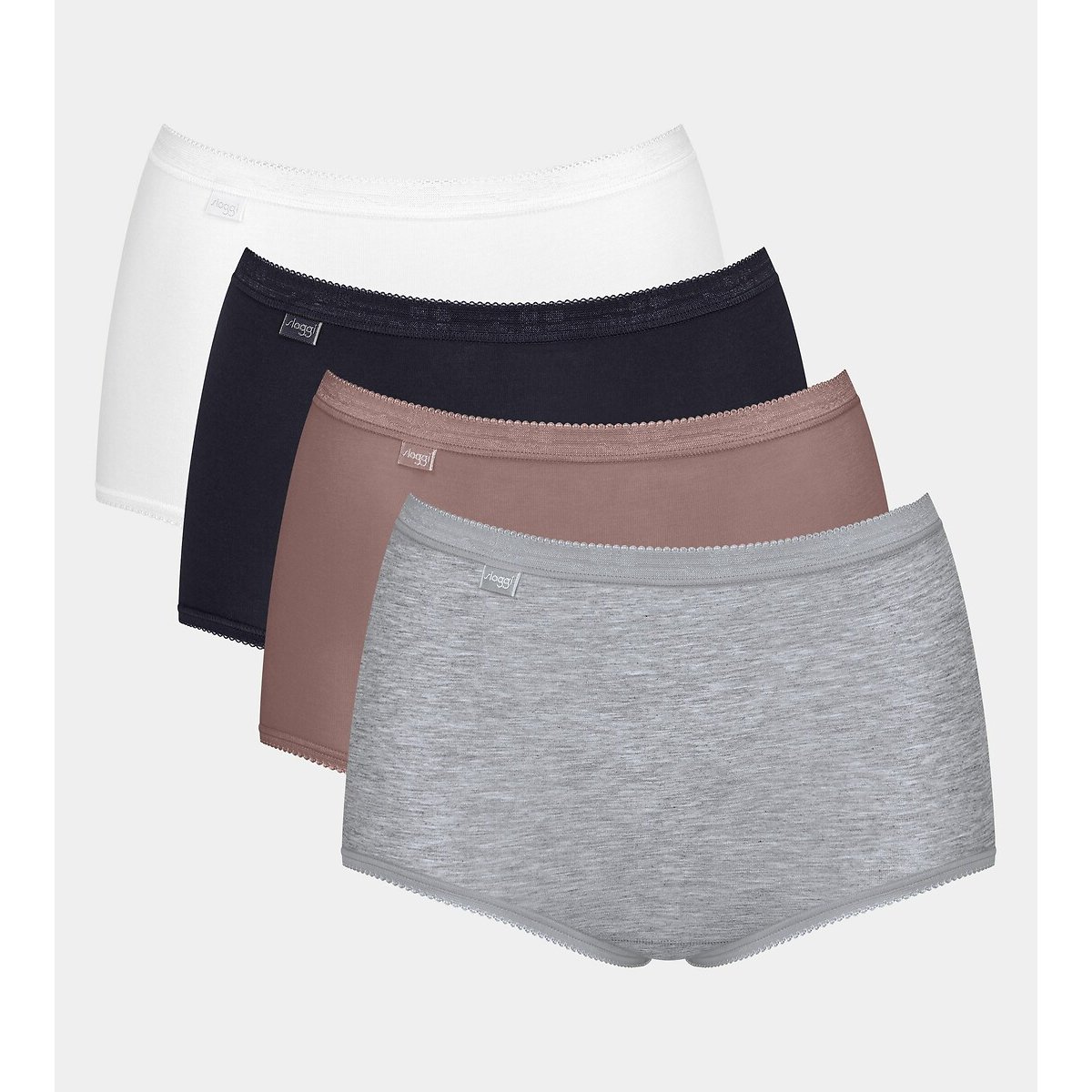 Pack of 4 Basic+ Maxi Knickers navy+cocoa+white+grey marl, SLOGGI