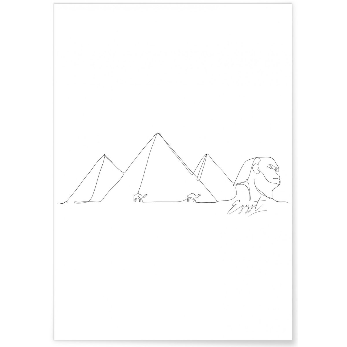 Affiche Line Art Egypte blanc, L'AFFICHERIE