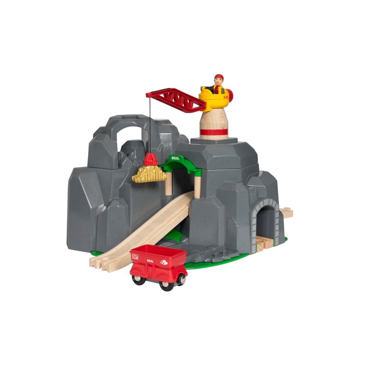 Plateforme grue et tunnels multifonctions gris, BRIO