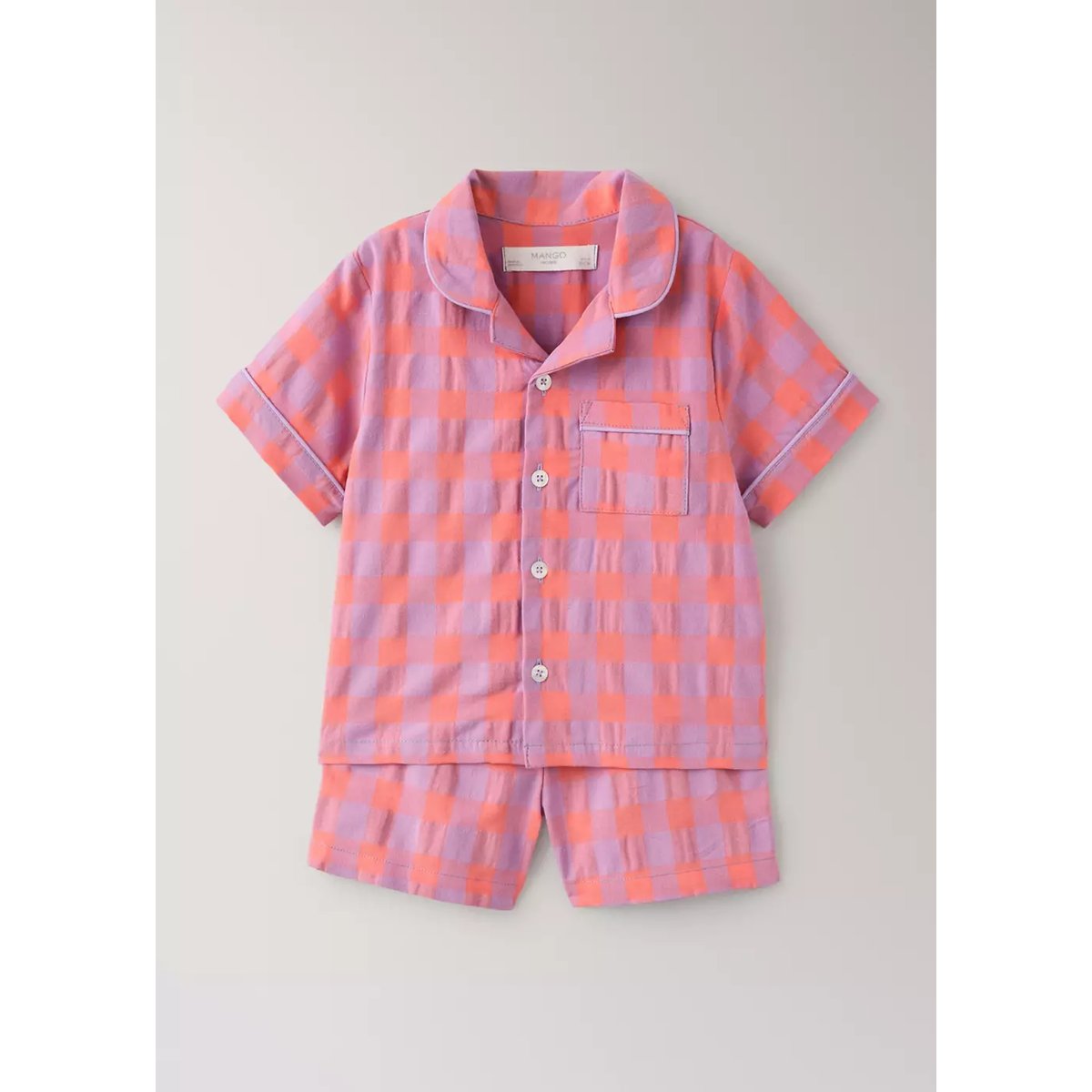 Pyjama enfant deux pièces à carreaux colorés lilas, MANGO HOME