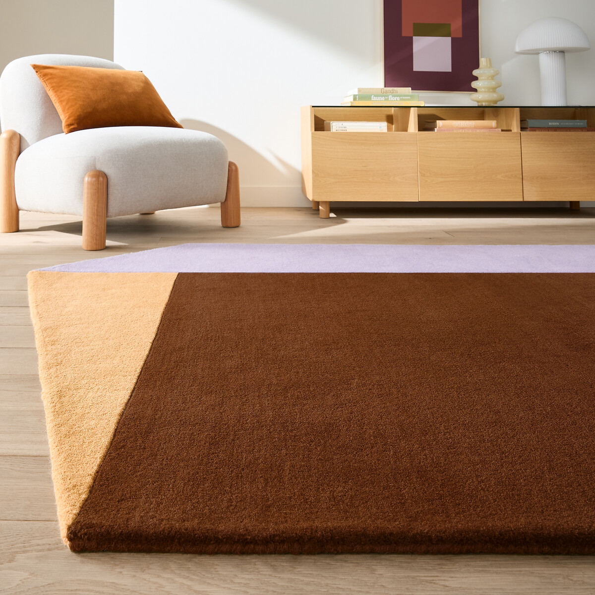 Tapis en laine, déstructuré, PRISMA caramel / mauve, LA REDOUTE INTERIEURS