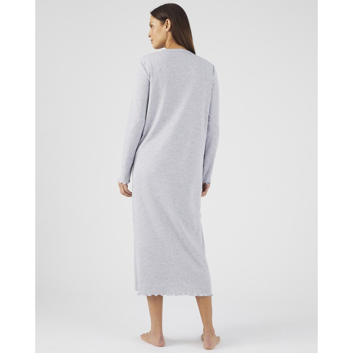 Chemise de  nuit manches longues gris chiné, DAMART