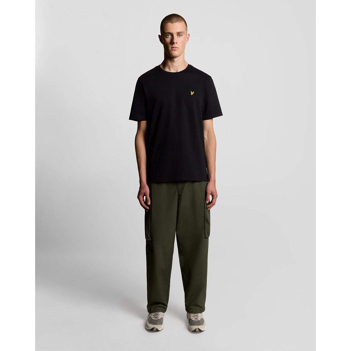 T-shirt en coton col rond noir jais, LYLE & SCOTT