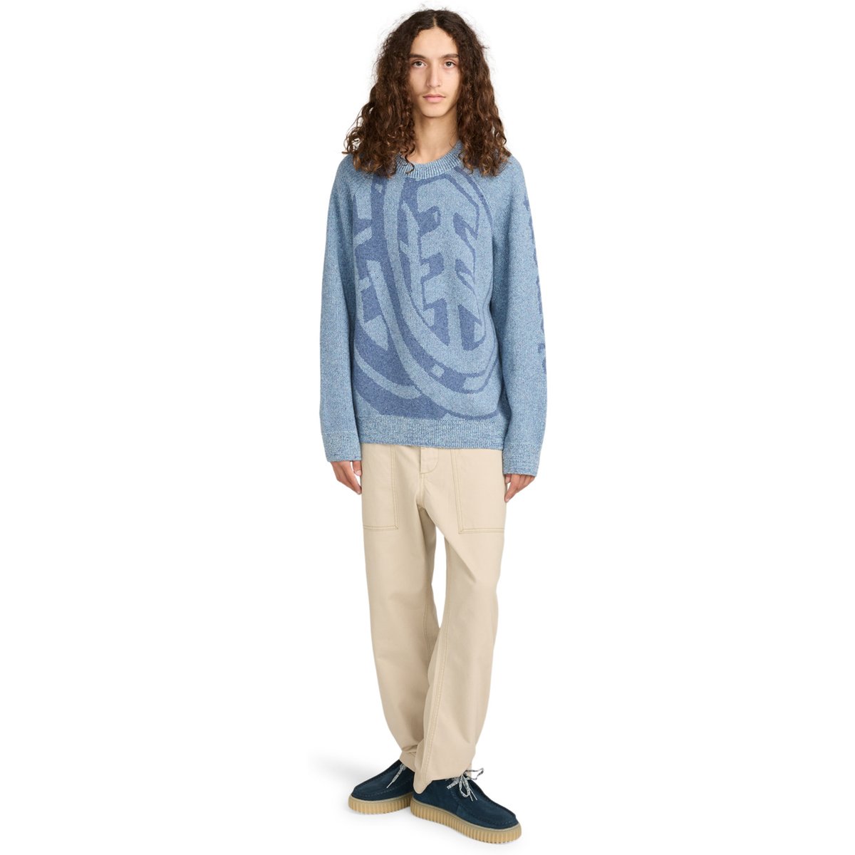 Pull à col rond DOUBLE ICON CR gris mid grey heather, ELEMENT