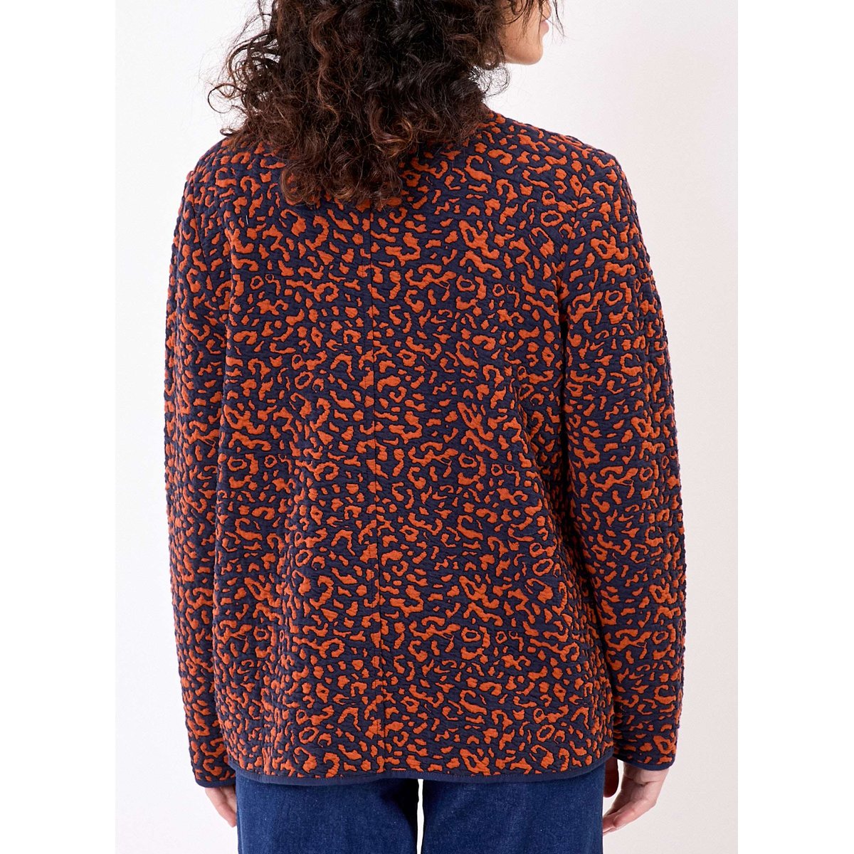 Veste souple maille jacquard LEOTI marine orange malia, LA FIANCÉE