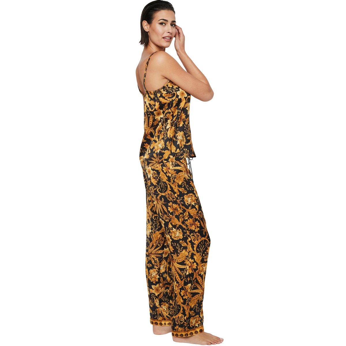 Pyjama pantalon caraco débardeur P117 ACANTHUS noir, SELMARK