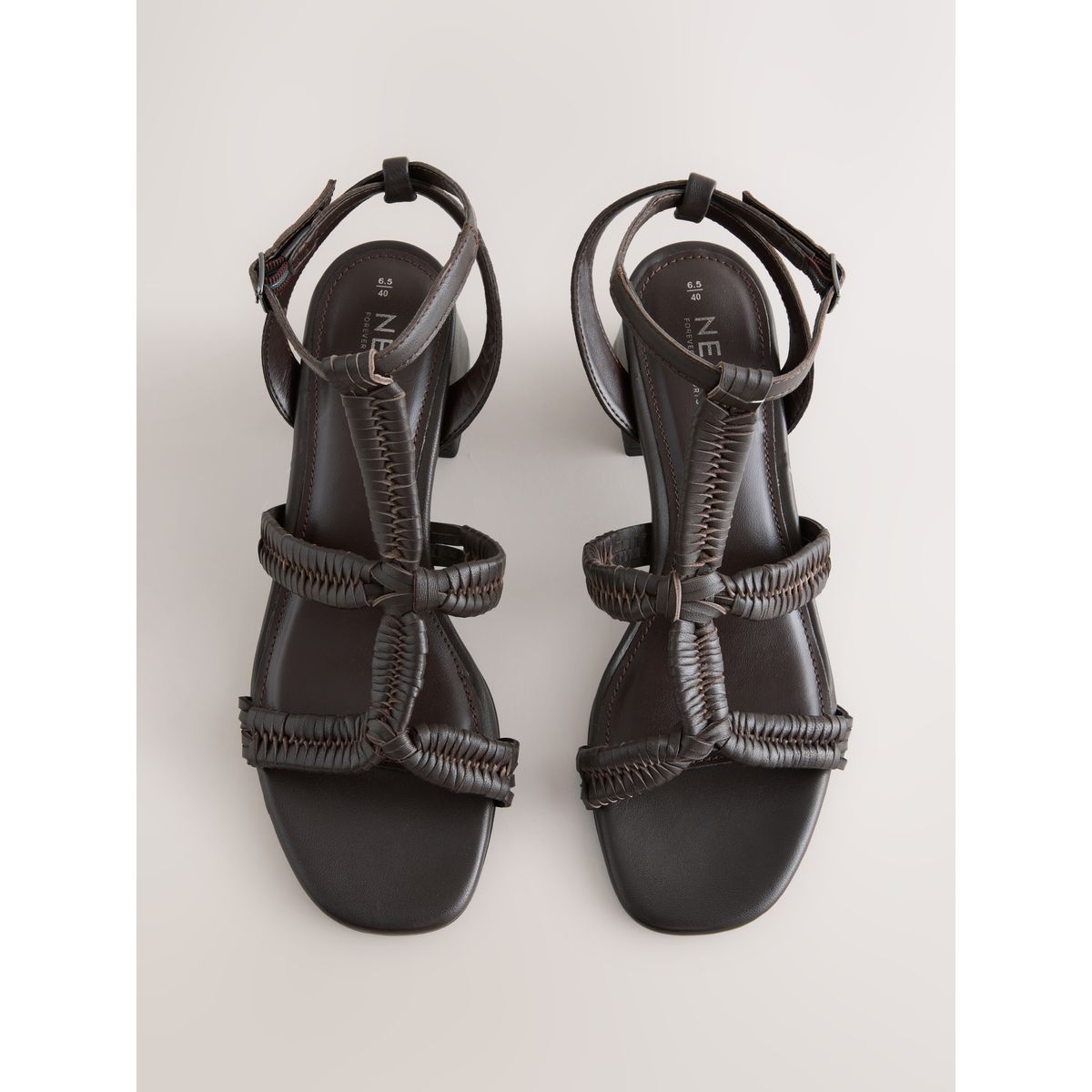 Sandales cuir talon carré forever comfort® marron chocolat, NEXT