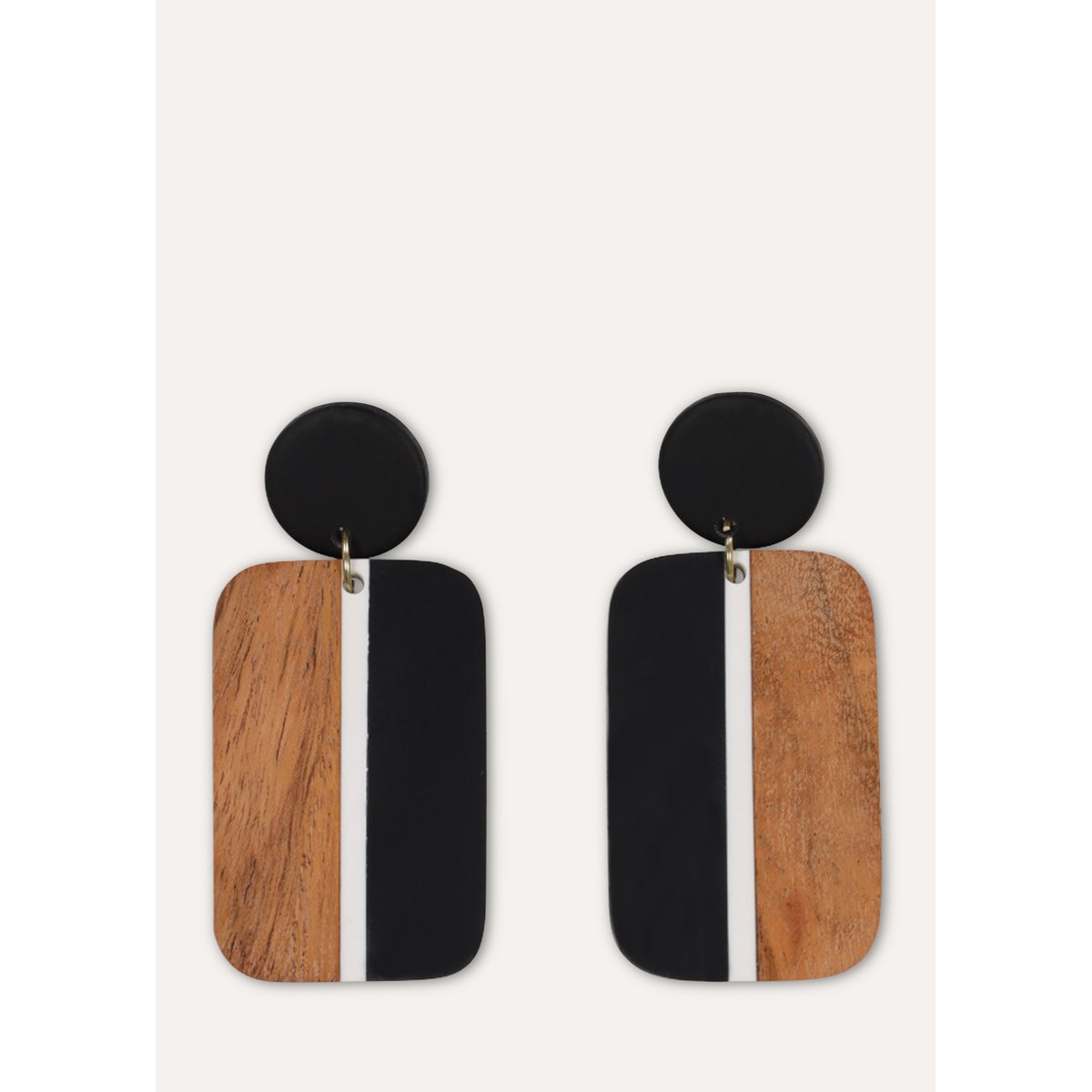 Boucles d'oreilles pendantes en bois et résine bois, LA FEE MARABOUTEE