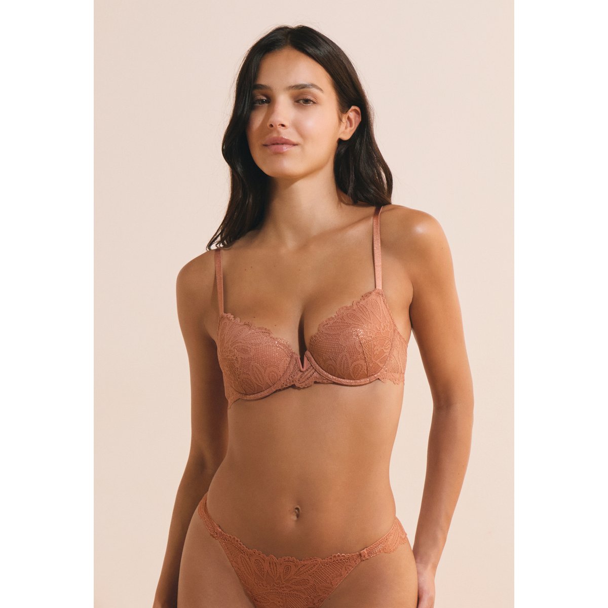 Soutien-gorge N.4 - Le coques fines en dentelle irisée PERSIENNE cuivre, ETAM