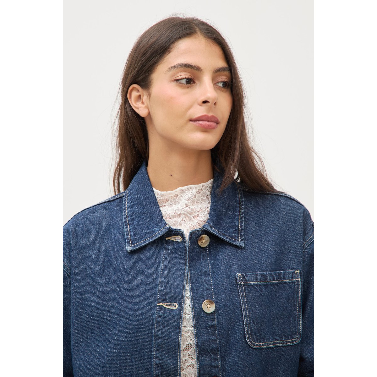 Veste en jeans manches longues denim brut clean, BONOBO