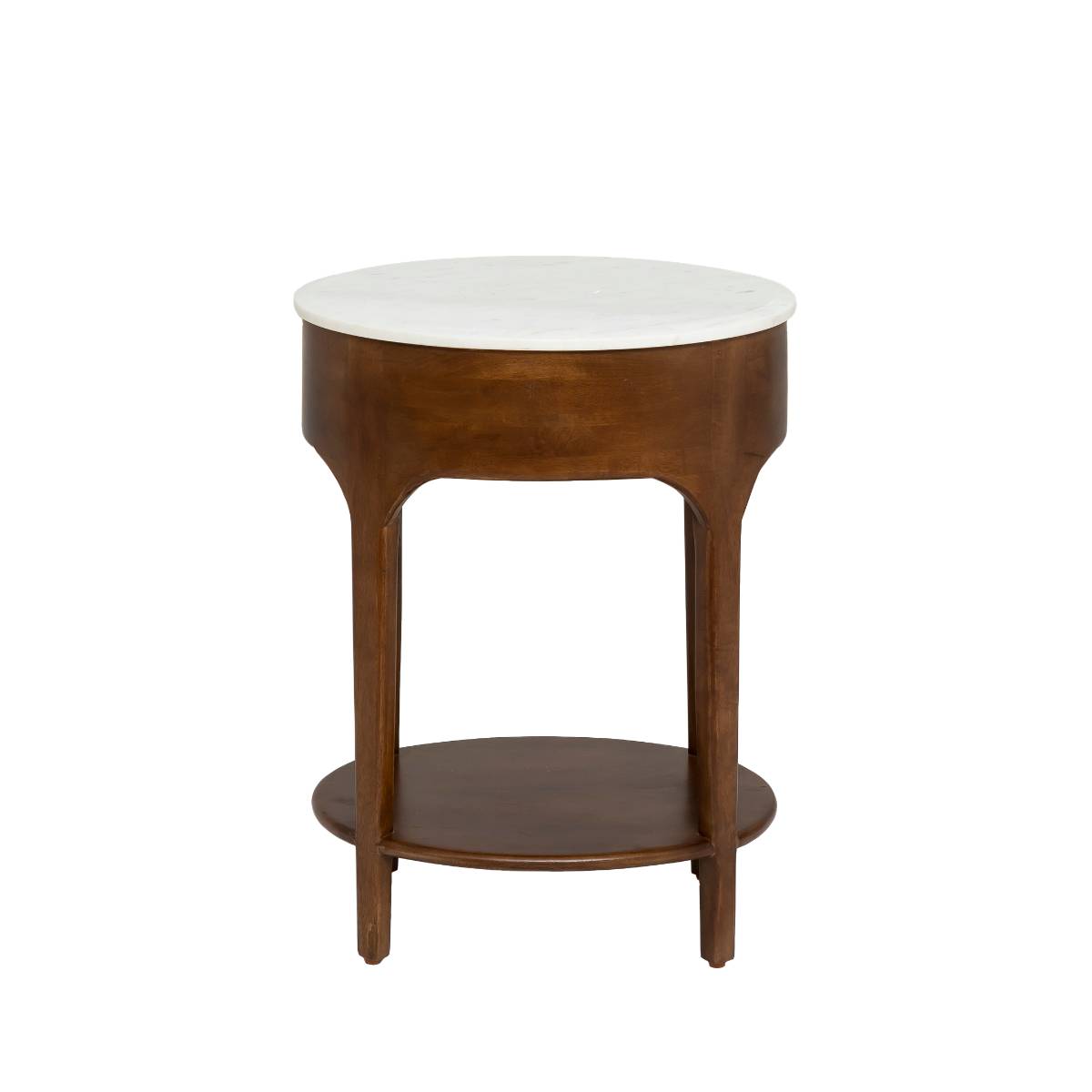 Table de chevet en manguier et marbre ENOA bois foncé, MADE IN MEUBLES