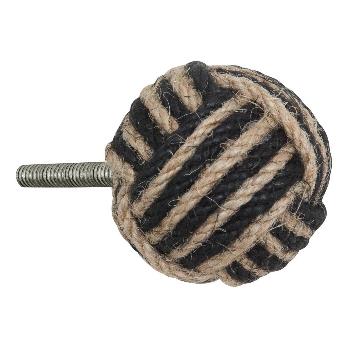 Lot de 2 boutons de meuble en jute LOUNA noir, ATMOSPHERA
