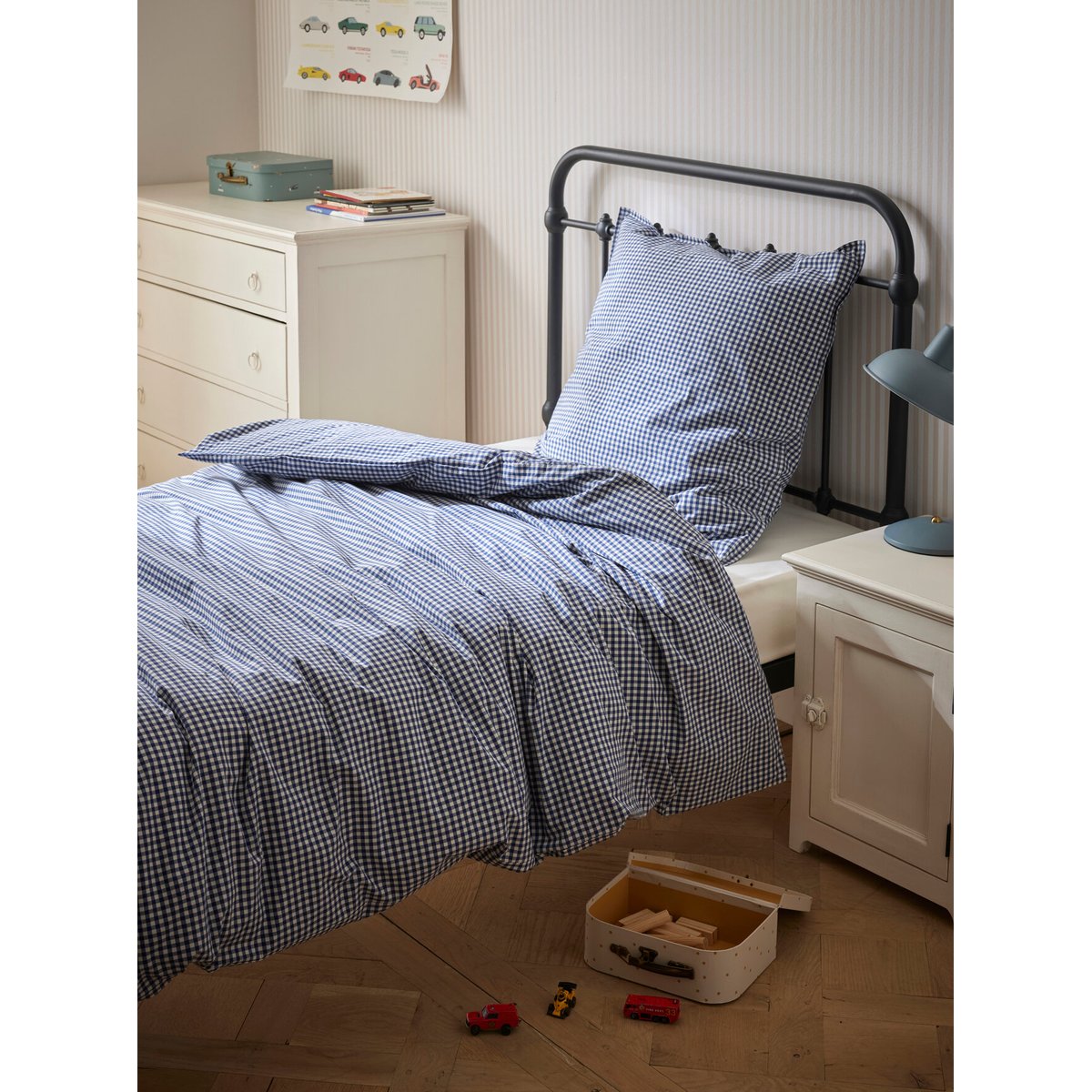Housse de couette percale de coton "Vichy" vichy marine, CYRILLUS