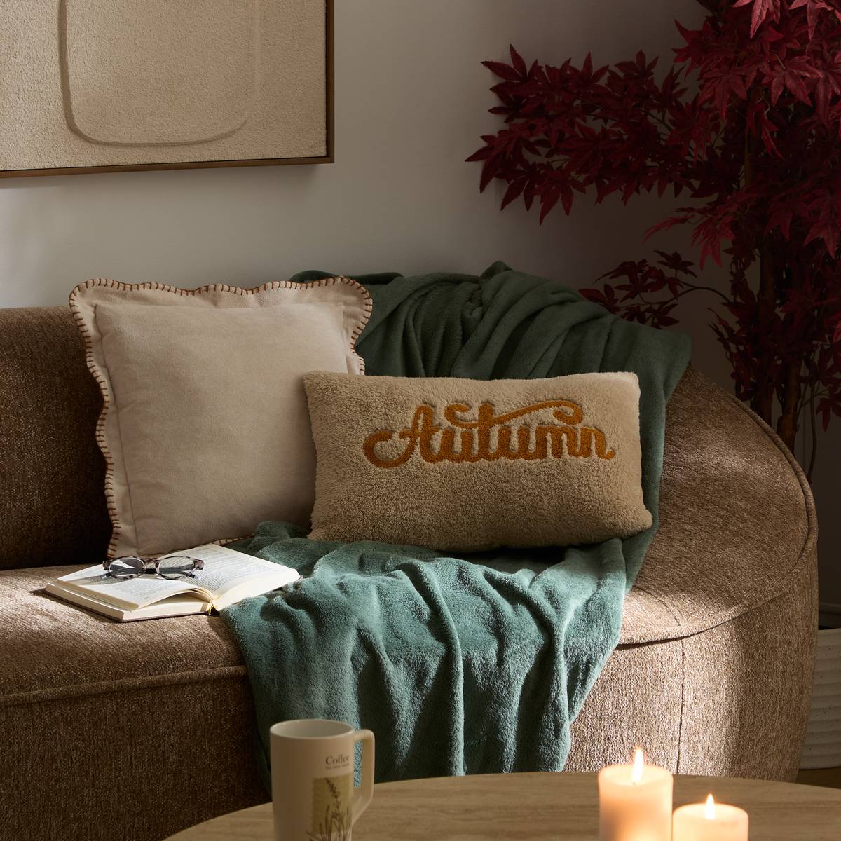 Coussin carré AUTOMNE ivoire, ATMOSPHERA