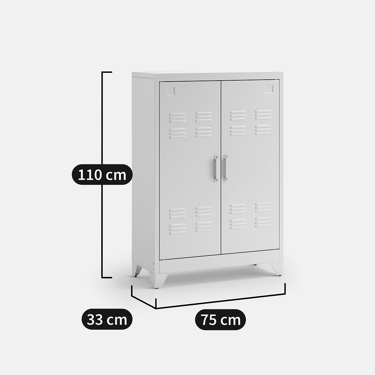 Hiba Low Cabinet with 2 Doors in Steel khaki green, LA REDOUTE INTERIEURS
