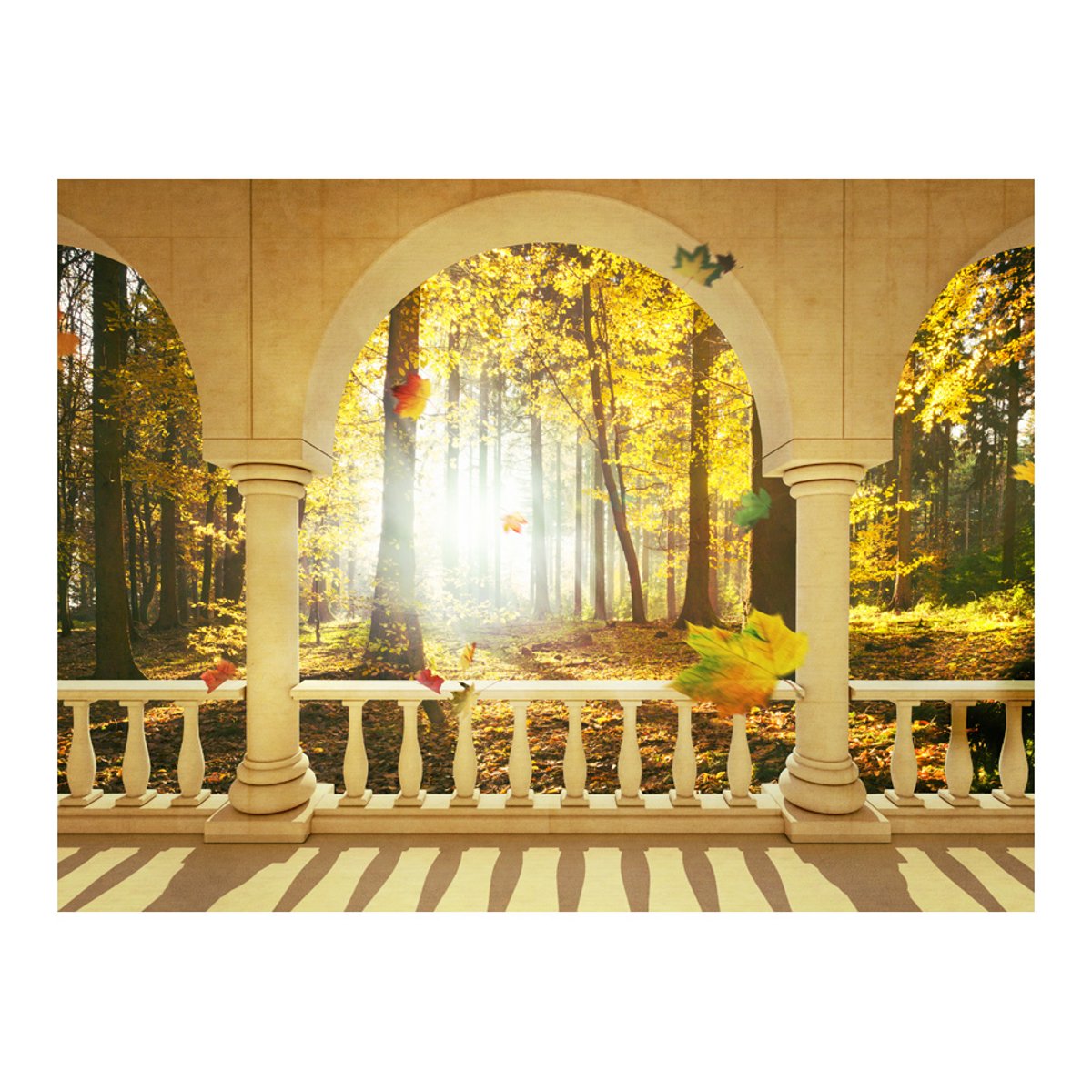 Papier peint intissé panoramique Paysage Dream about autumnal forest beige, EDEN