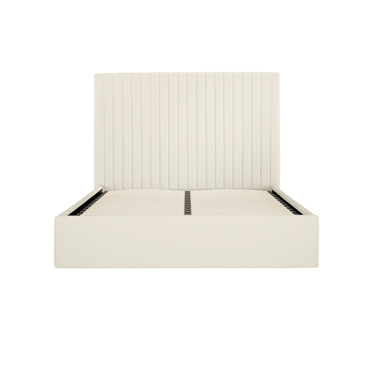 Luciana Soft Woven Ottoman Storage Bed with Tall Fluted Headboard ecru , ÉDITÉ