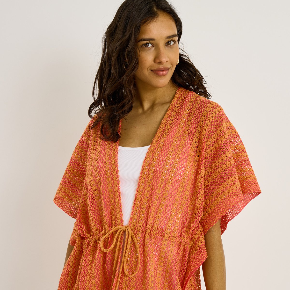 Paréo en crochet ouvert à l'avant orange, GRAIN DE MALICE