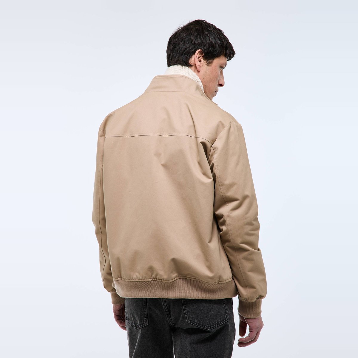 Veste col montant zippé en coton BIO beige, MONOPRIX