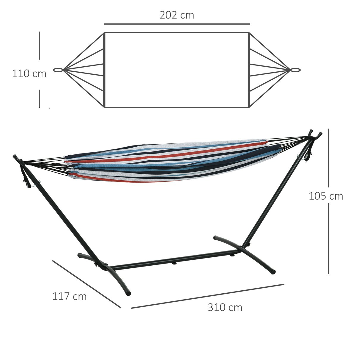 Hamac Métal Rouge multicolore, OUTSUNNY
