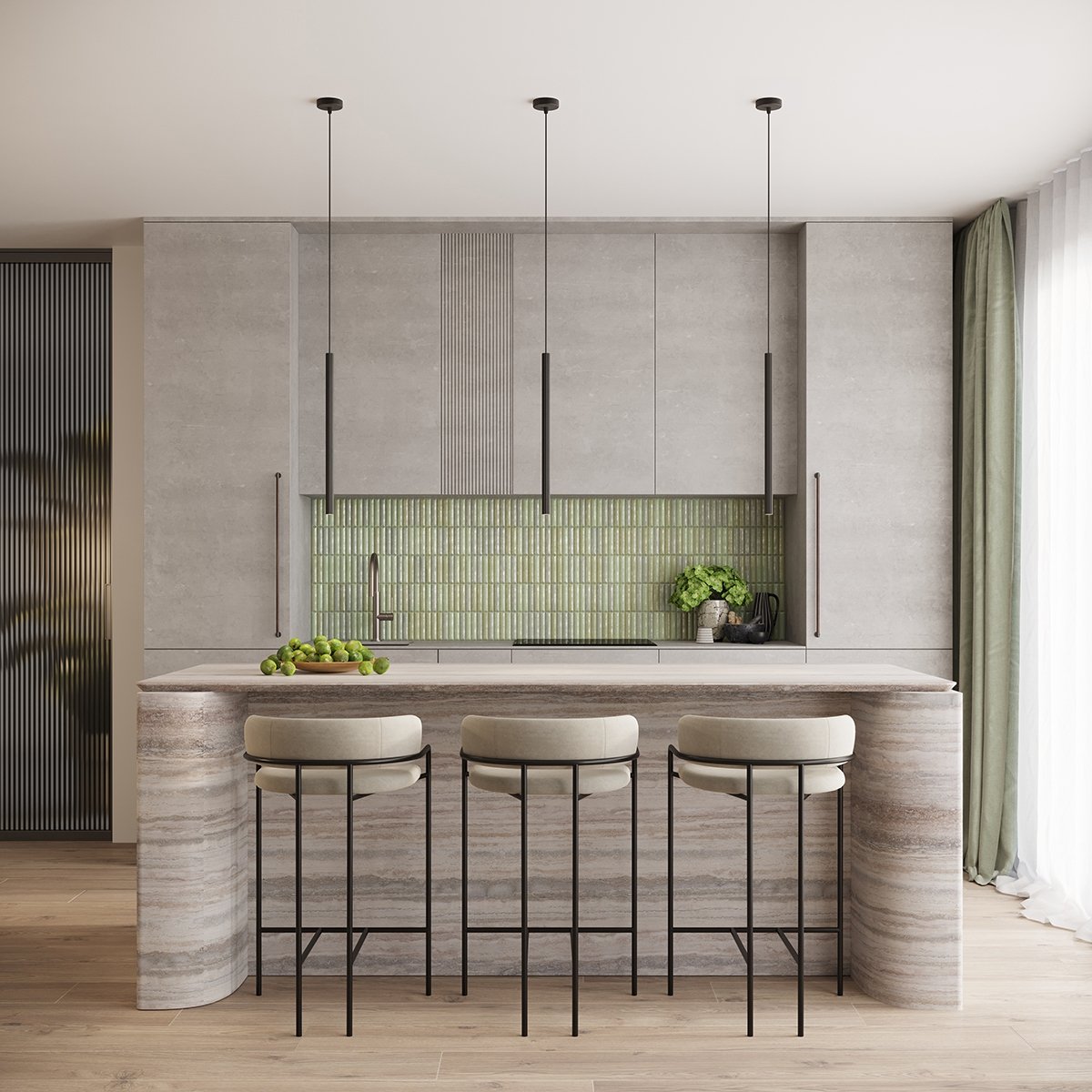 Lustre Acier Noir G9 3 Arche noir, EDEN