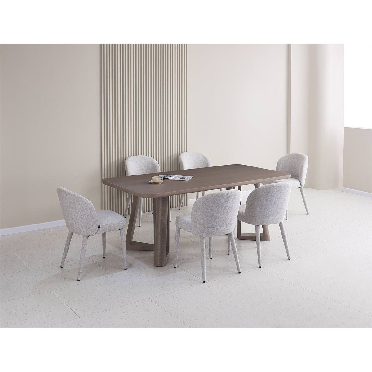 Table de repas ALISSER plaquée frêne noyer, RECOLLECTION