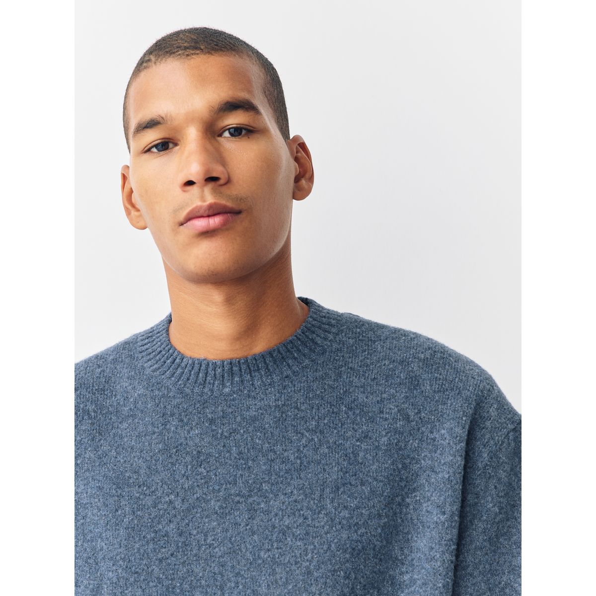 Pull ras du cou décontracté avec laine bleu, NEXT