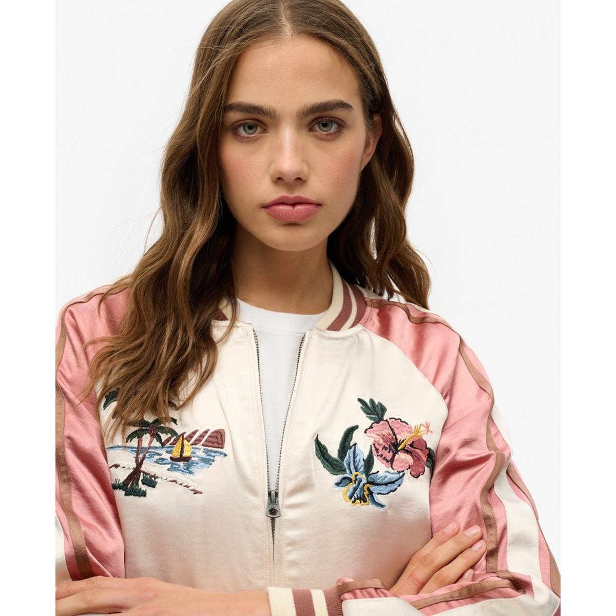 Bomber brodé Suikajan riz blanc, SUPERDRY