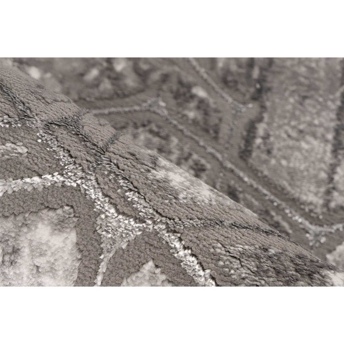 Tapis rectangulaire à motif géométrique gris argent clair et foncé, ARTE ESPINA