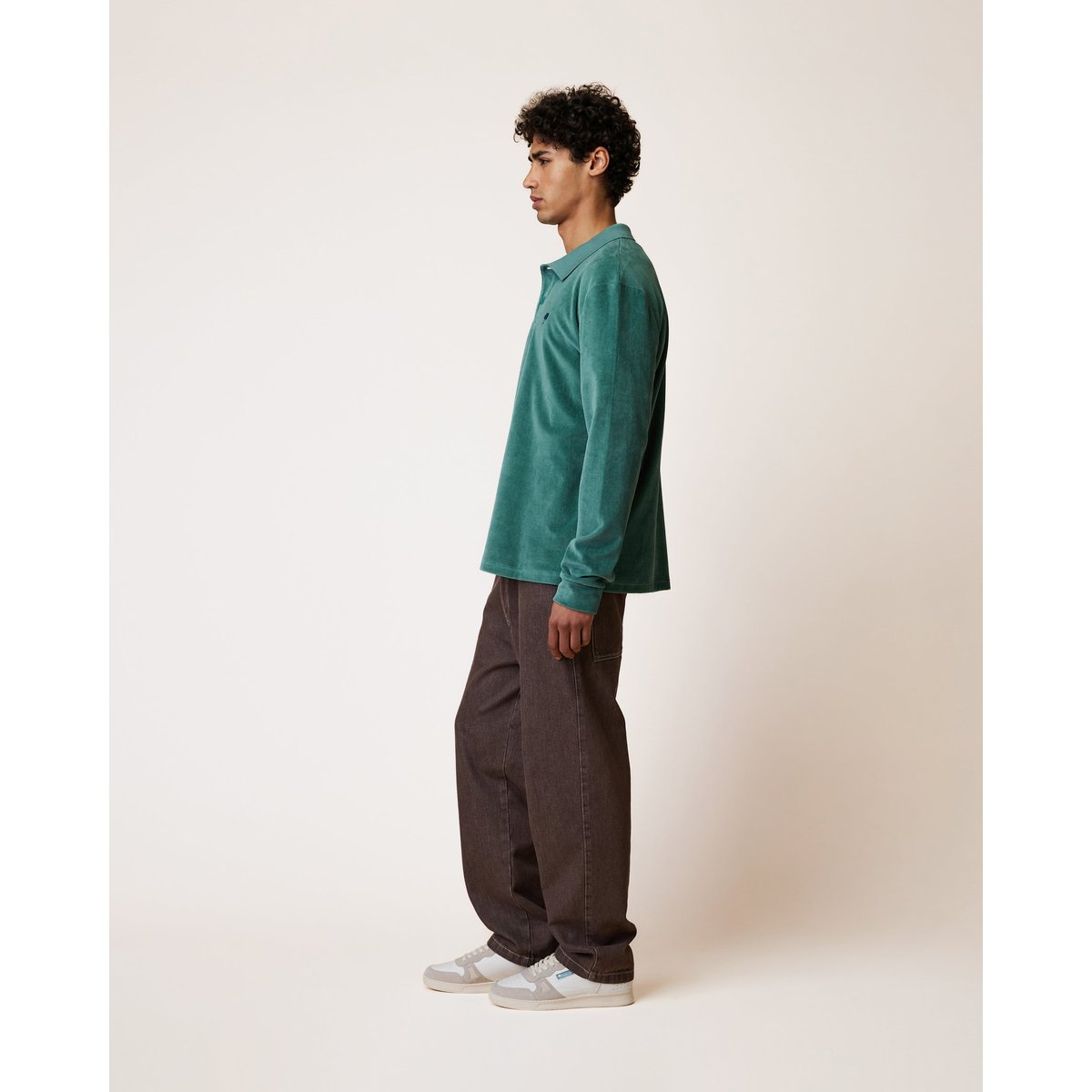 Polo en maille vert grisé, FAGUO