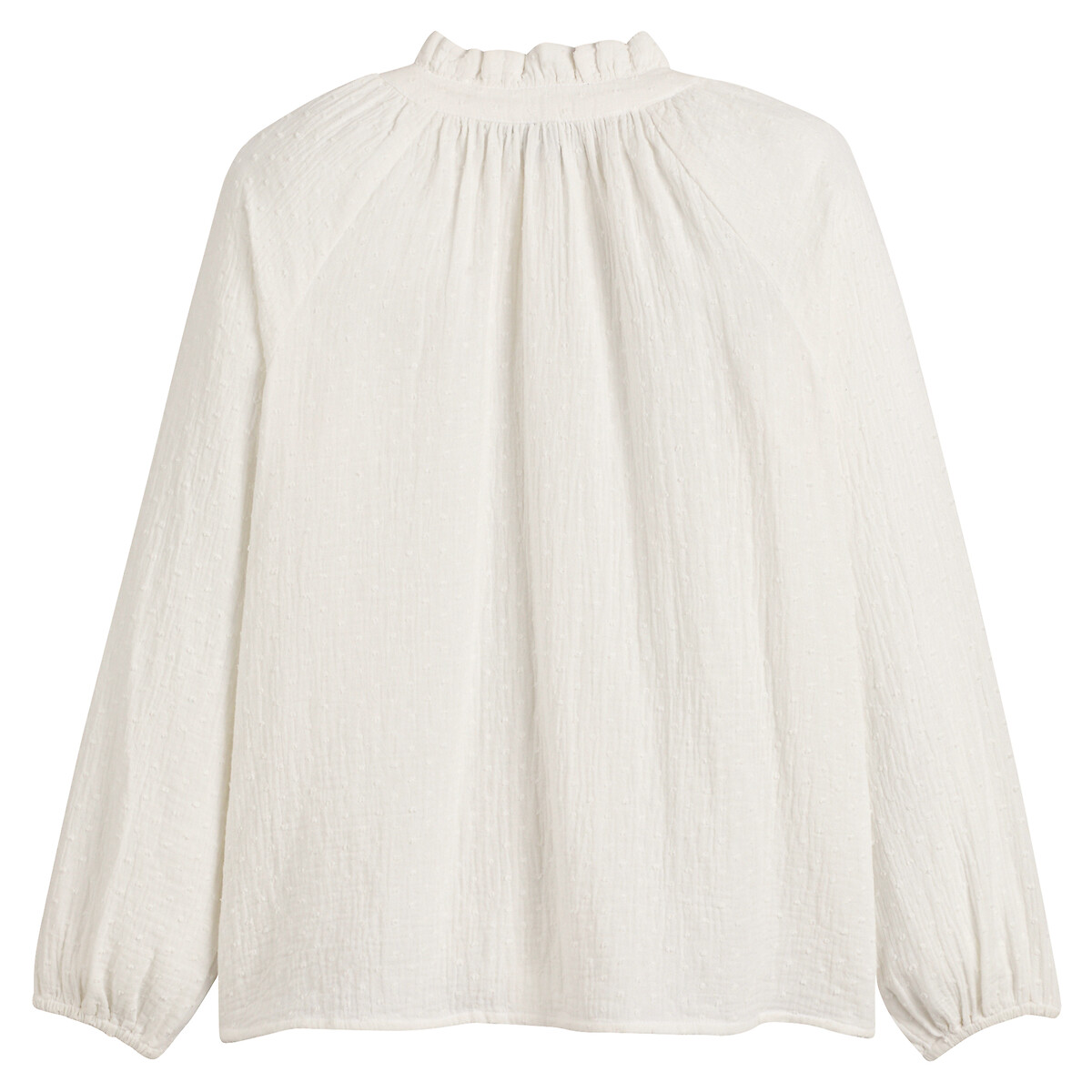 Chemise col montant ample en plumetis ecru, LA REDOUTE COLLECTIONS