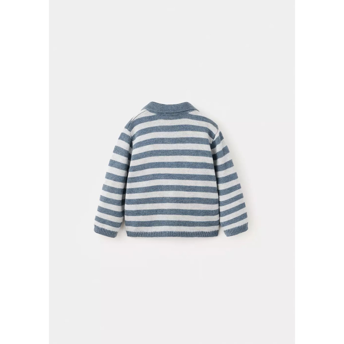 Pull en maille à rayures avec col polo bleu, MANGO BABY