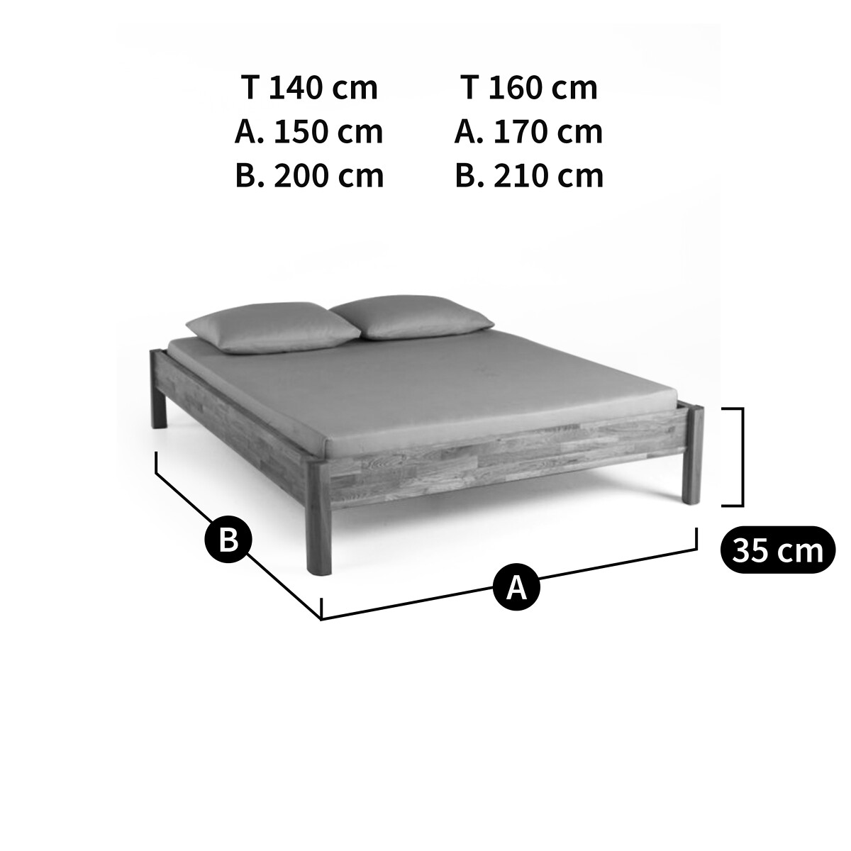 Cama em carvalho maciço encaixado sem estrado, Zulda carvalho claro natural, LA REDOUTE INTERIEURS