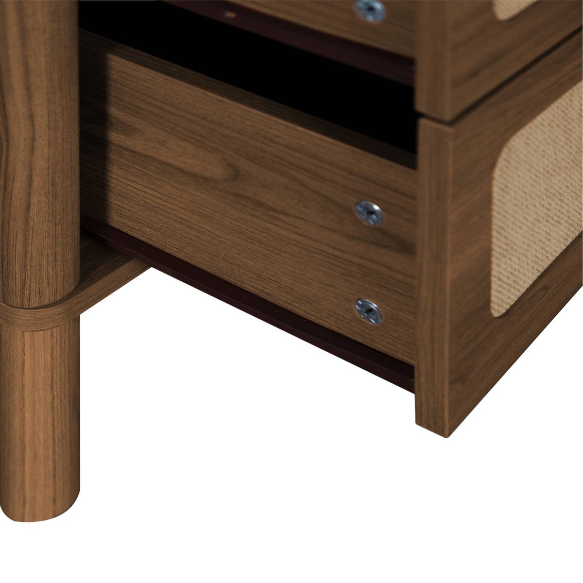Commode vintage décor bois et cannage 4 tiroirs ETTA noyer, SWEEEK
