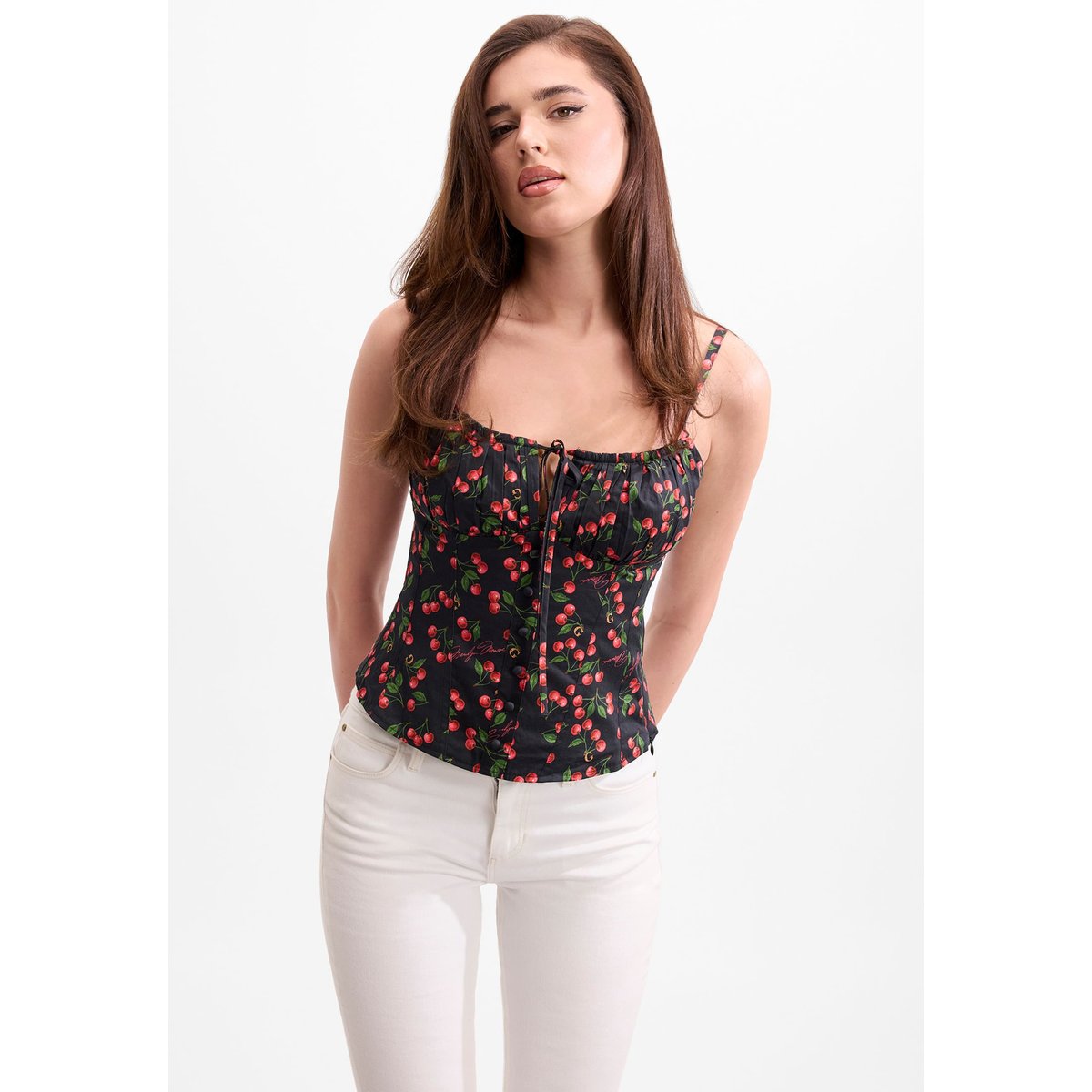 Top Corset Imprimé noir multi, GUESS