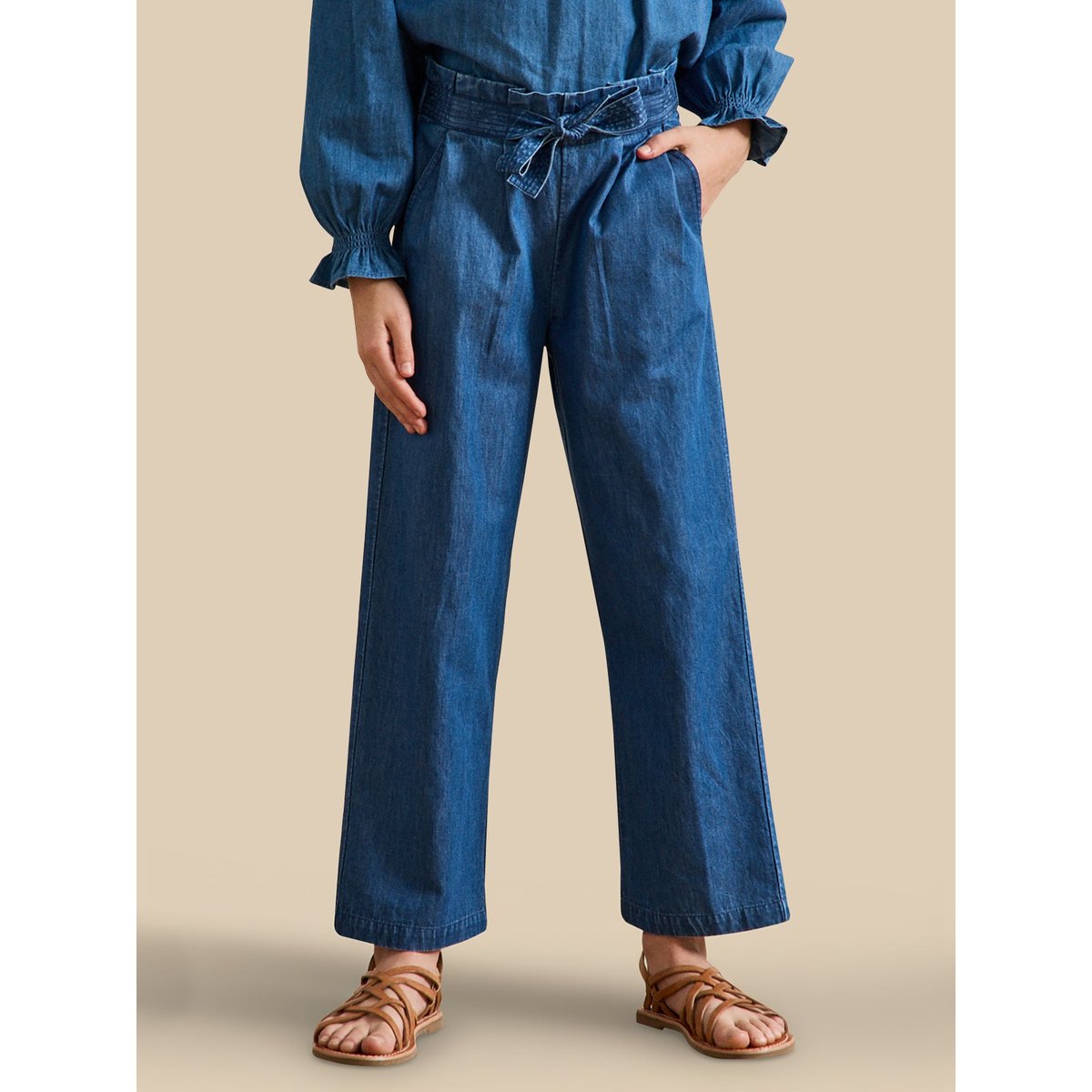 Pantalon large en denim light denim brut, CYRILLUS