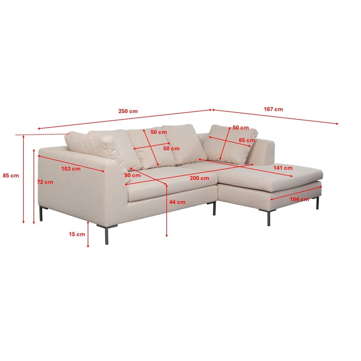 Canapé d'angle 250cm, GIANNI crème, KARE DESIGN