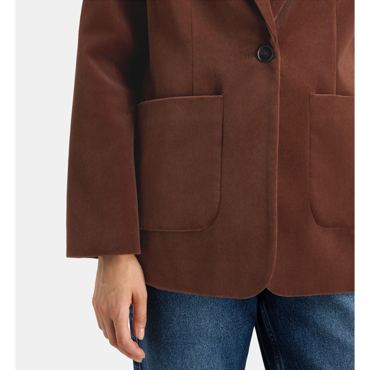 Veste droite fresk msk velours ras marron café, GALERIES LAFAYETTE