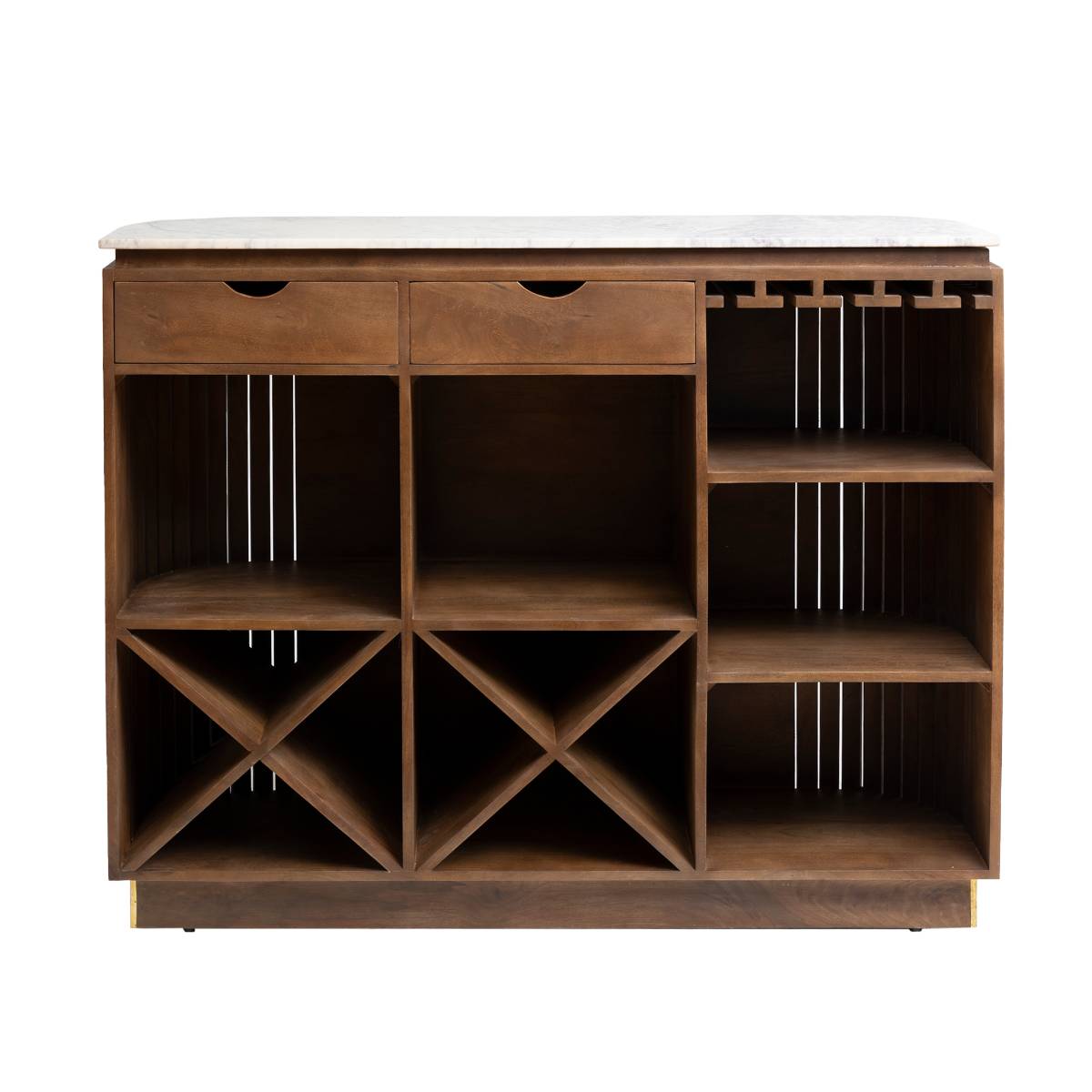 Bar en bois de manguier et marbre blanc SIENNE bois foncé, MADE IN MEUBLES