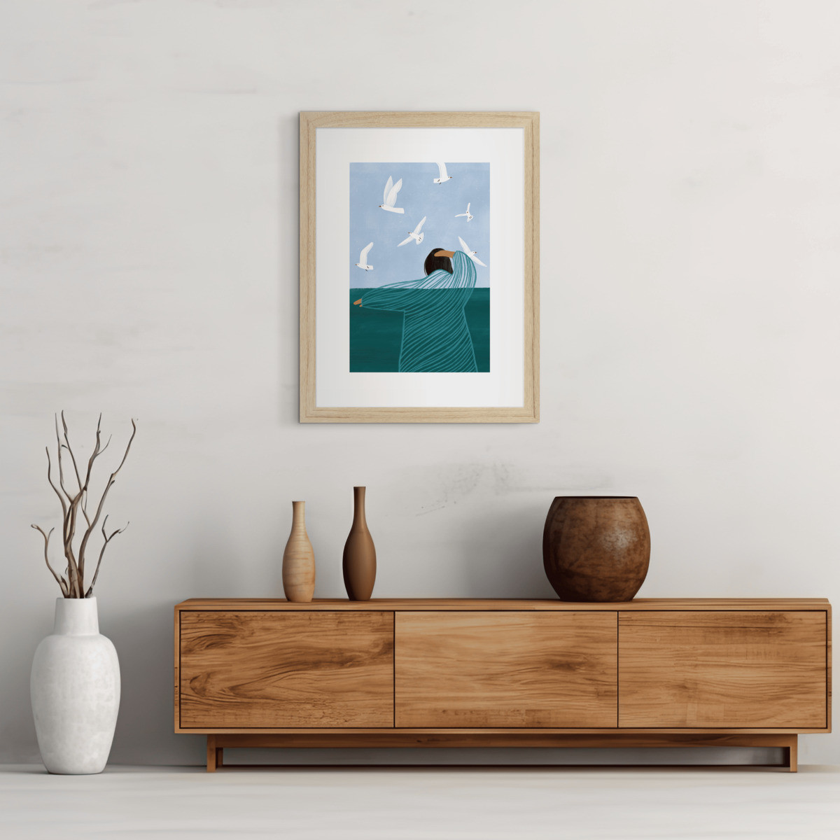 Affiche encadrée Bird, cadre en chêne, 30x40cm multicolore-bois massif fsc, CEANOTHE