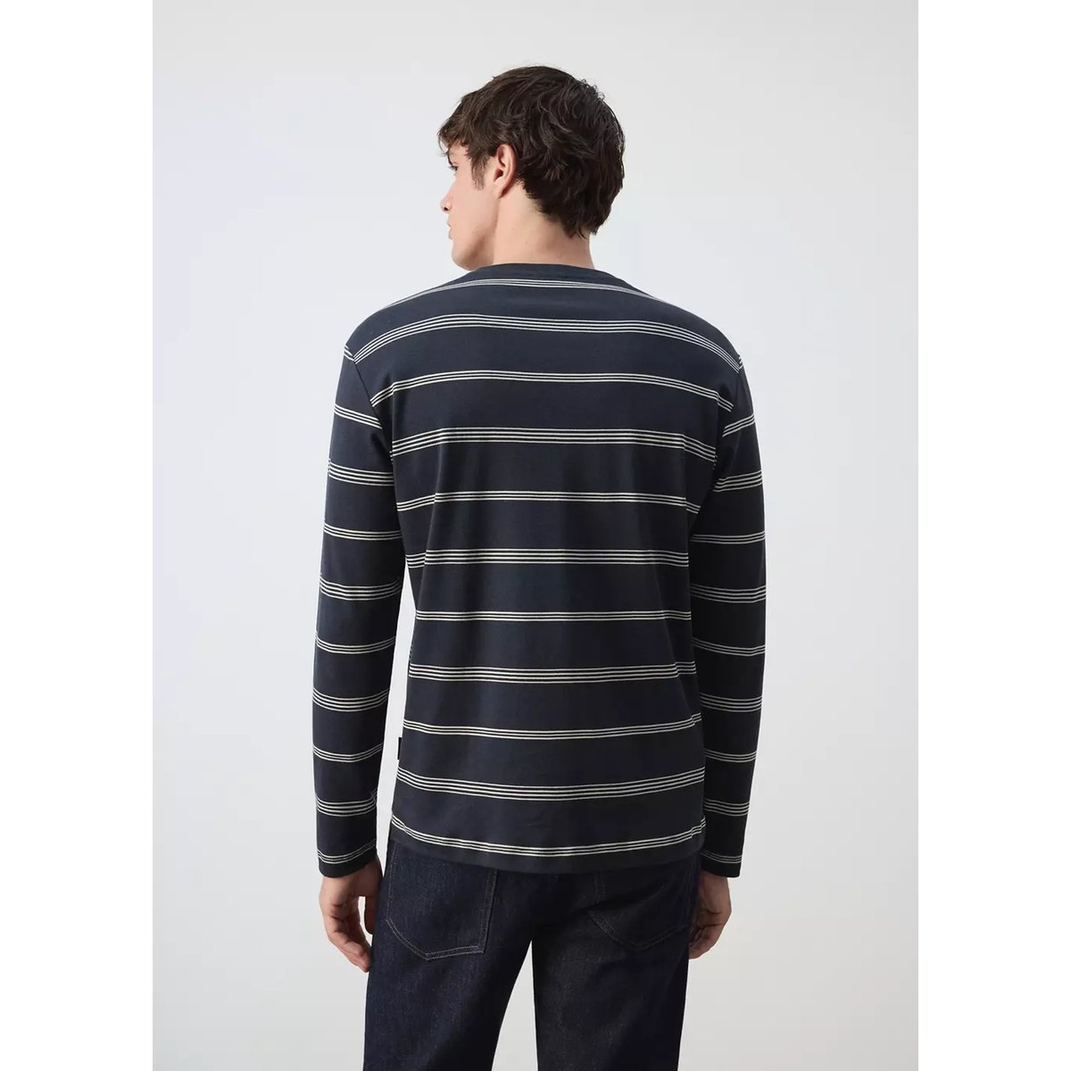 T-shirt 100 % coton rayures bleu marine, MANGO MAN
