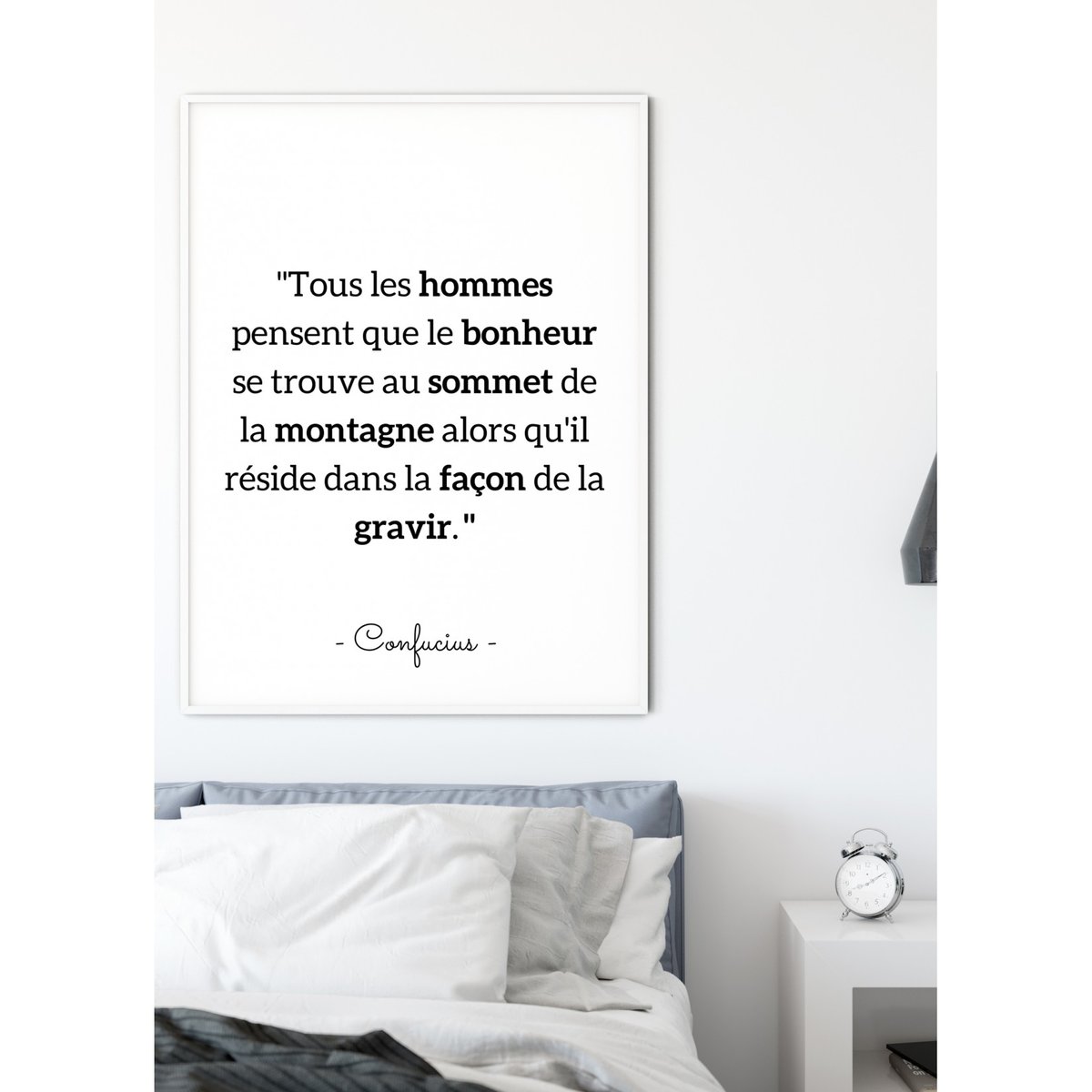 Affiche Confucius 'Tous les hommes pensent...' blanc, L'AFFICHERIE