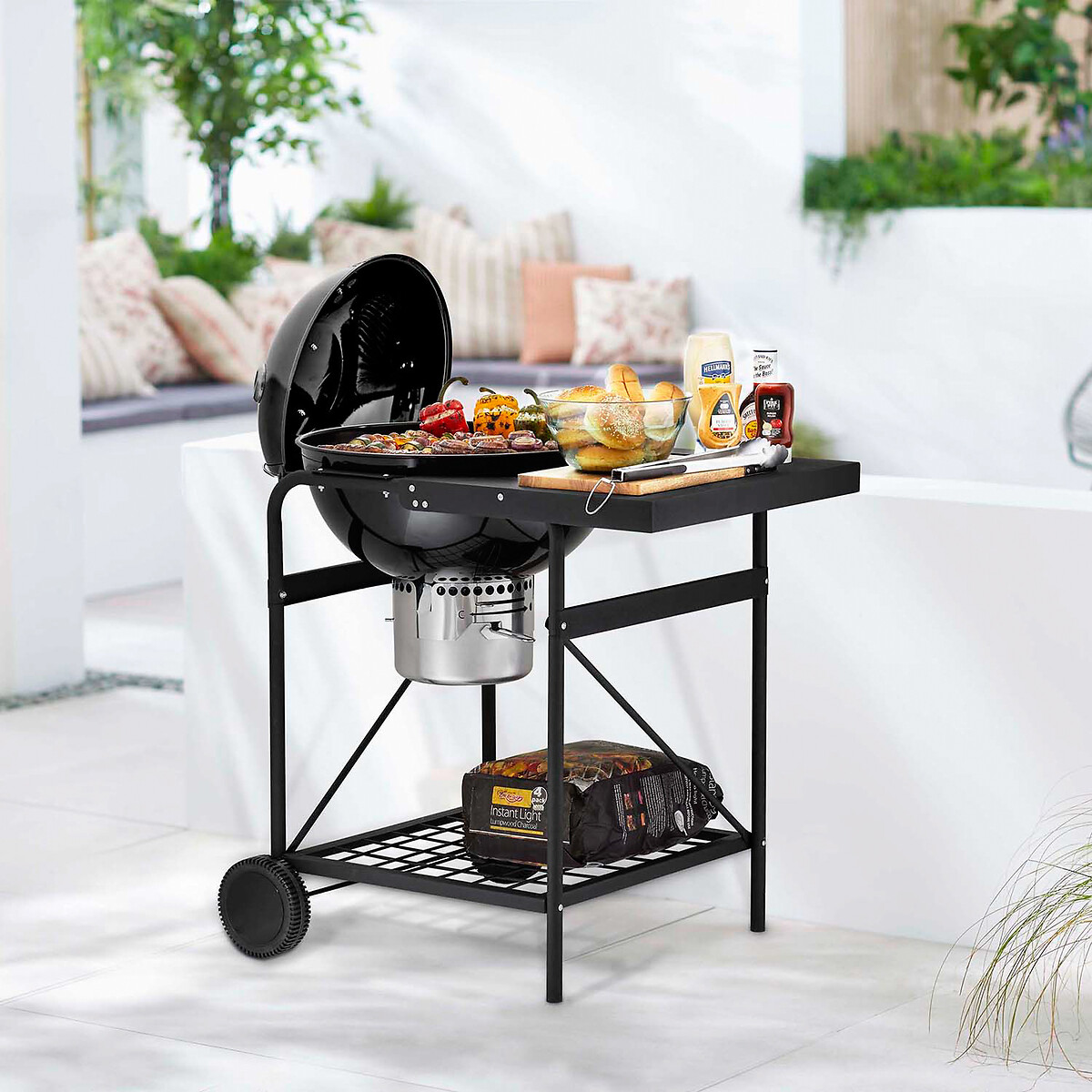 Kettle Grill with Side Table black, TOWER