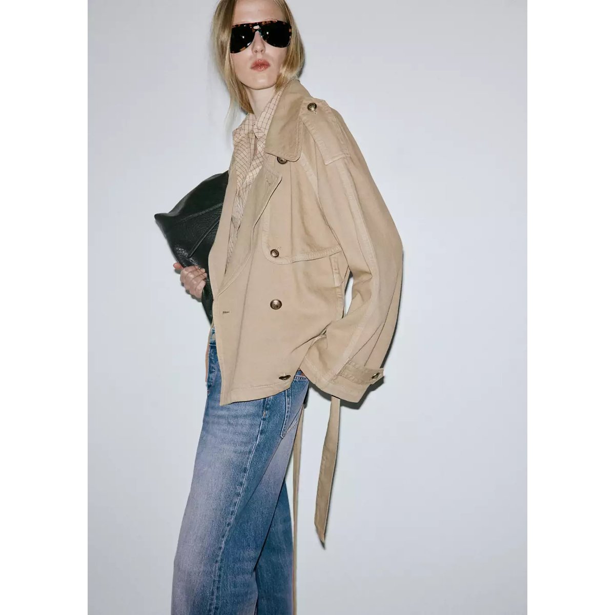 Jean droit taille basse bleu moyen, MANGO