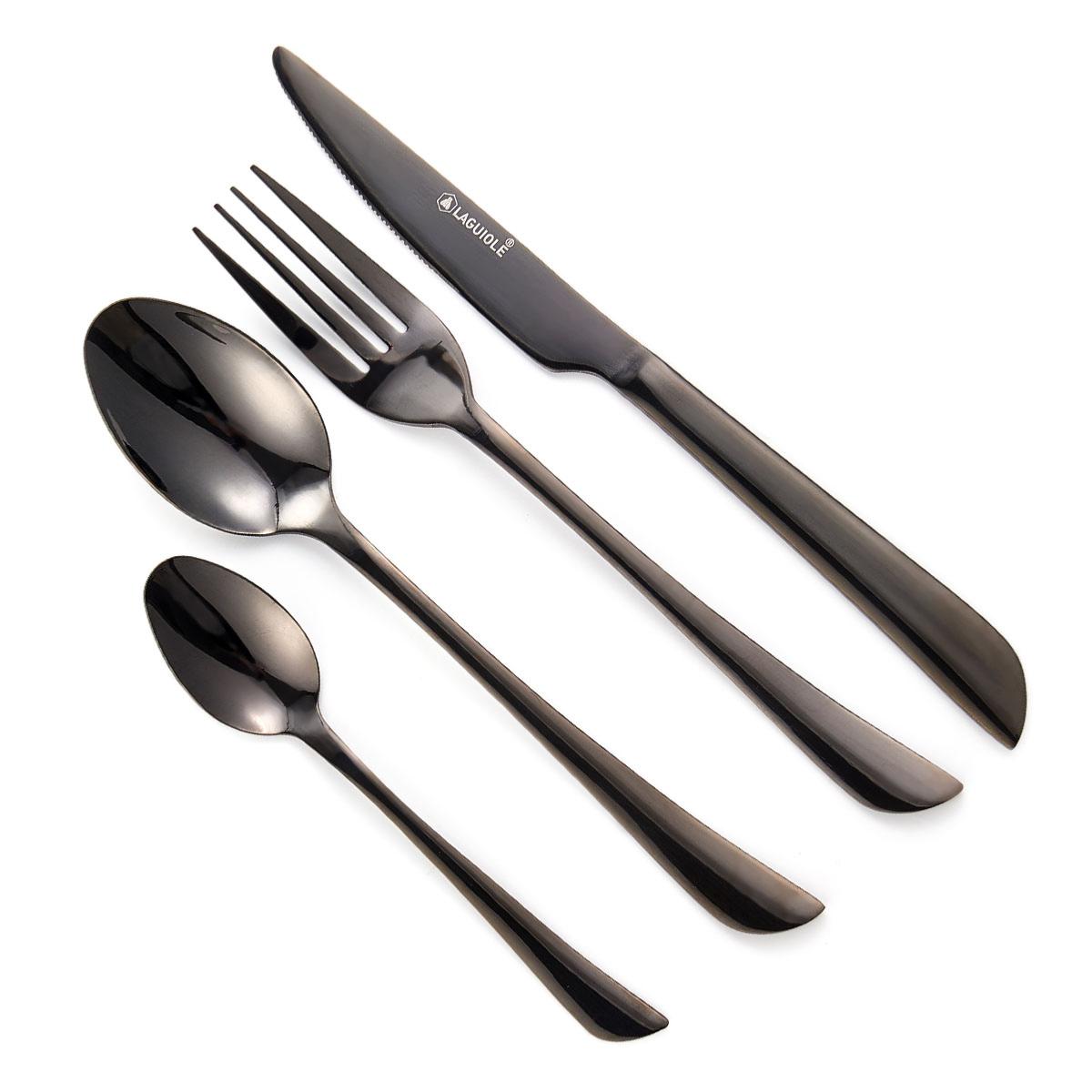 Ménagère 24 pièces - "Théa noir" argent, LAGUIOLE CUISSON