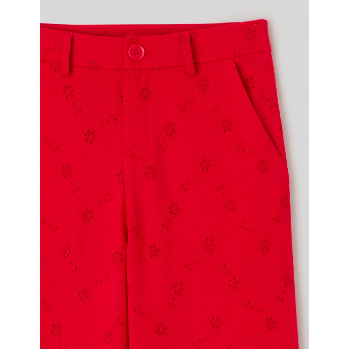 Pantalon broderie anglaise rouge, BZB