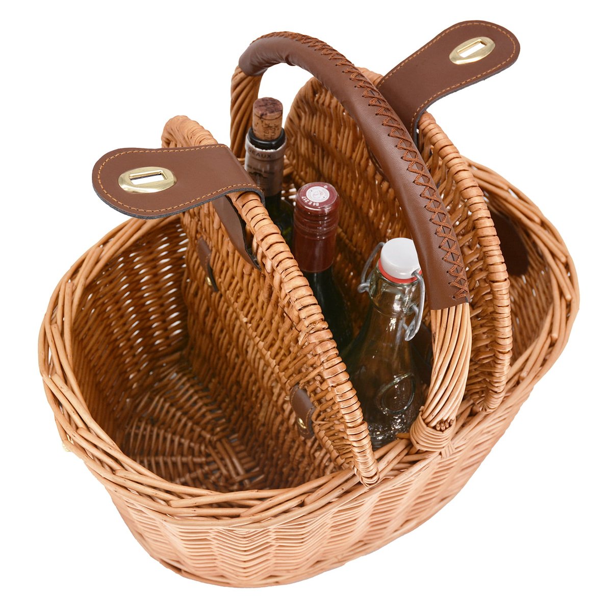 Panier porte-bouteilles en osier avec compartiments couleur unique, LES JARDINS DE LA COMTESSE