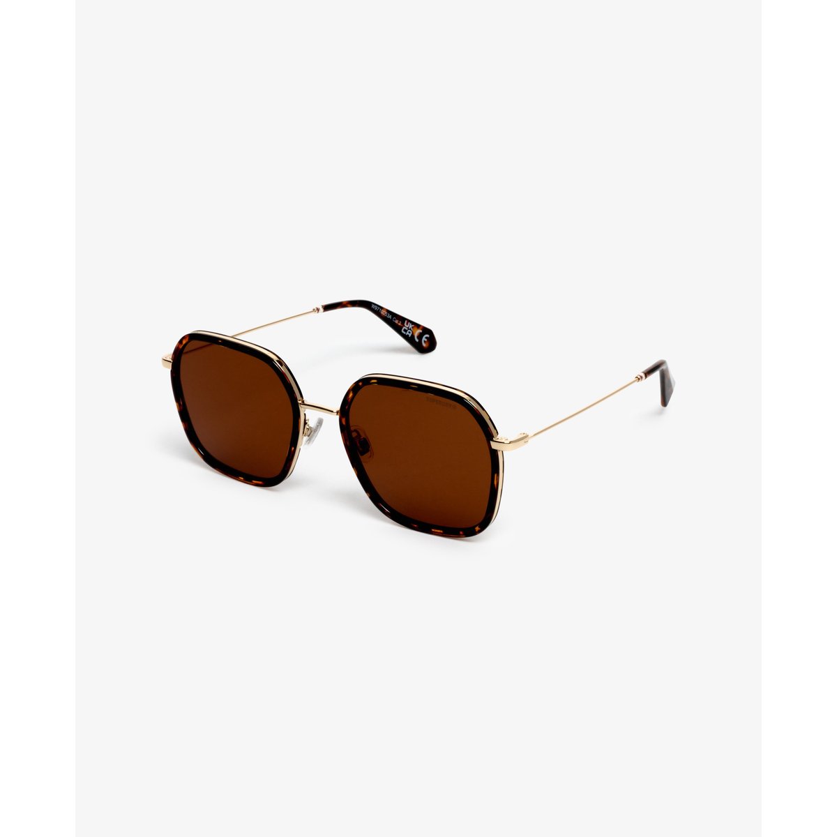 Lunettes de soleil carrées en métal écaille/verres marron, SUPERDRY