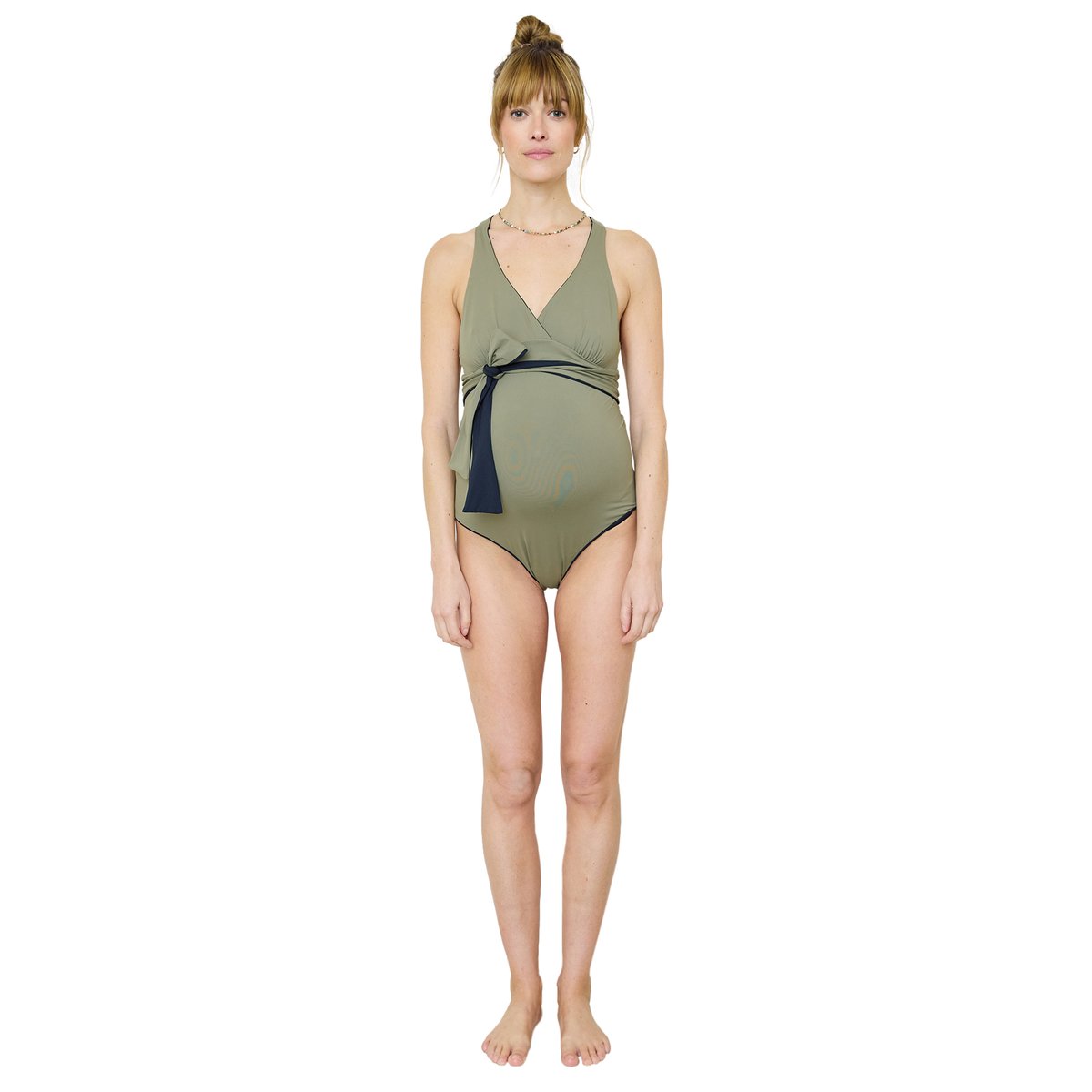 Maillot de bain grossesse réversible kaki, VERTBAUDET